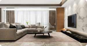 A modern and luxurious living room, showcasing the type of high-quality interior a home inspection helps protect.